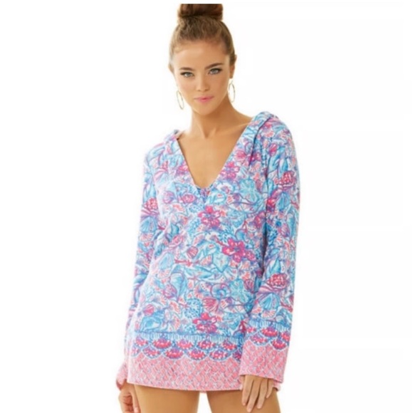 Lilly Pulitzer Other - Lilly Pulitzer Higgs Hooded French Terry Swim Cover Up Tunic small